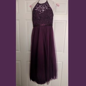 Eggplant Halter Top Chiffon Mori Lee Gown
